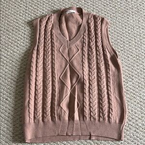 Pink Cable Knit Sweater Vest